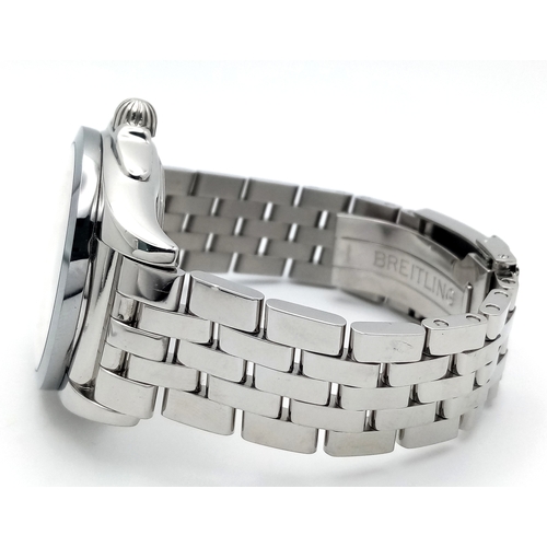 31 - A Breitling Galactic Unitime Automatic Gents Watch. Model WB3510. Stainless steel bracelet and case ... 