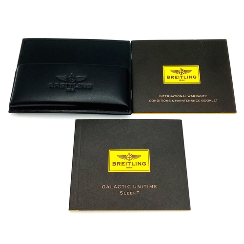 31 - A Breitling Galactic Unitime Automatic Gents Watch. Model WB3510. Stainless steel bracelet and case ... 