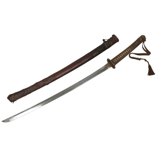 100 - A One Million Yen Japanese Sword with Silver Mon. A WWII Japanese army officer's sword with the kabu... 