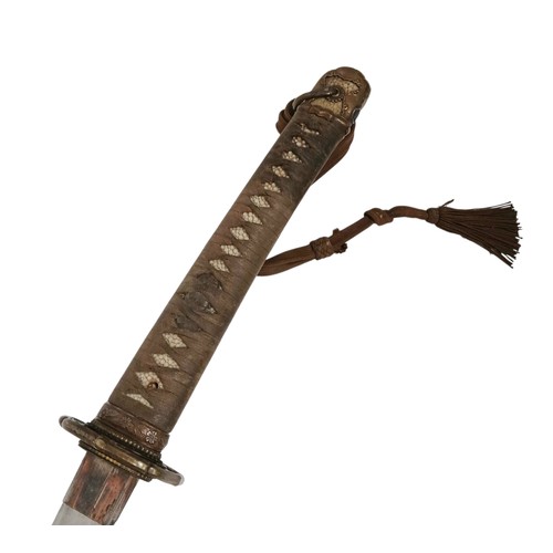 100 - A One Million Yen Japanese Sword with Silver Mon. A WWII Japanese army officer's sword with the kabu... 