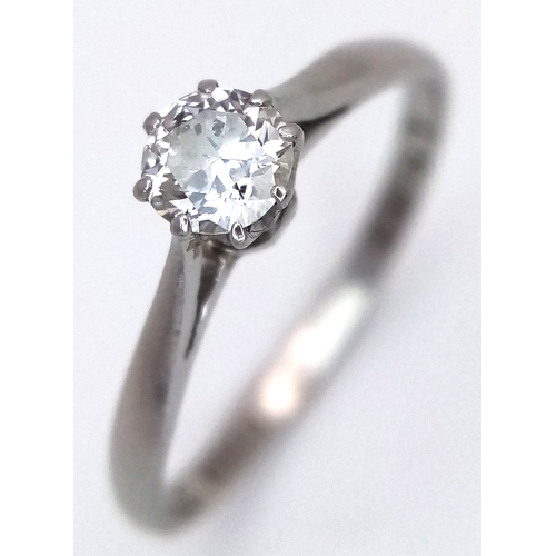 487 - A Beautiful Platinum and Diamond Solitaire Ring Size N. The Ring is marked Platinum and test as fine... 