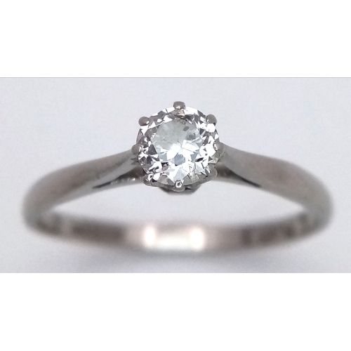 487 - A Beautiful Platinum and Diamond Solitaire Ring Size N. The Ring is marked Platinum and test as fine... 