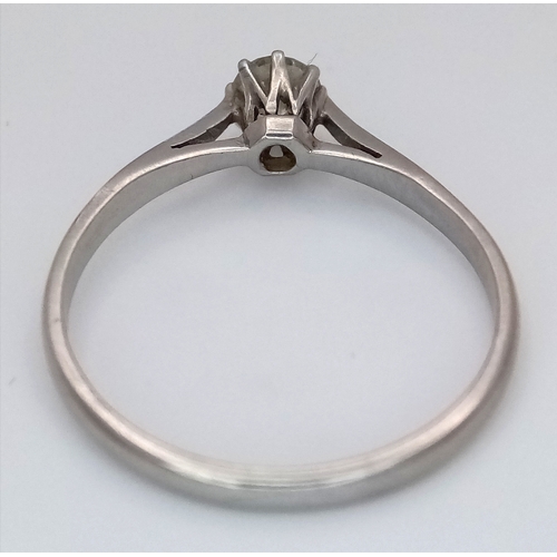 487 - A Beautiful Platinum and Diamond Solitaire Ring Size N. The Ring is marked Platinum and test as fine... 