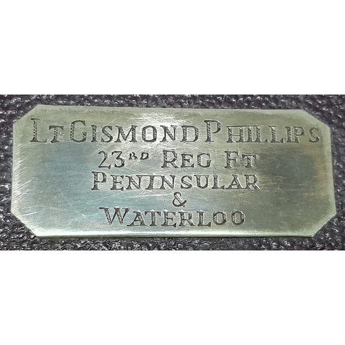 129 - A Cased Waterloo and Peninsular Officers Shoulder Belt Plate and Miniature Portrait. Attributed to L... 