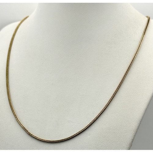 27 - A 9K Yellow Gold Foxtail Link Chain/Necklace. 52cm. 5.4g