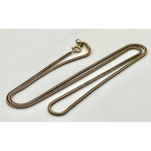 27 - A 9K Yellow Gold Foxtail Link Chain/Necklace. 52cm. 5.4g