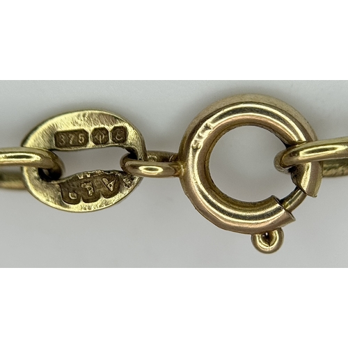 27 - A 9K Yellow Gold Foxtail Link Chain/Necklace. 52cm. 5.4g