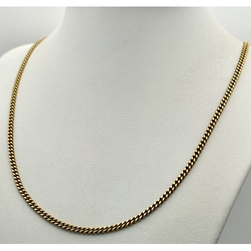 52 - An 18K Yellow Gold Curb Link Long Chain/Necklace. 60cm. 19.8g.
