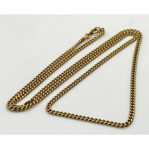 52 - An 18K Yellow Gold Curb Link Long Chain/Necklace. 60cm. 19.8g.