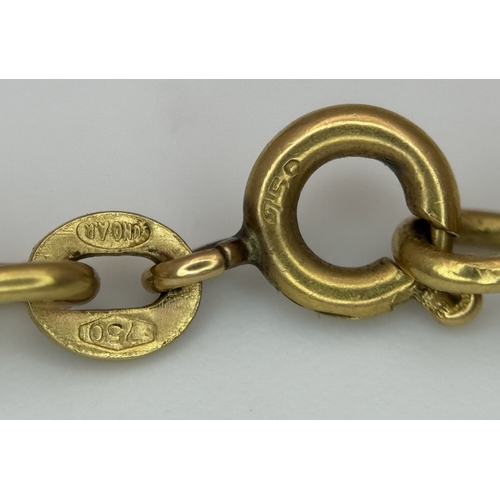 52 - An 18K Yellow Gold Curb Link Long Chain/Necklace. 60cm. 19.8g.