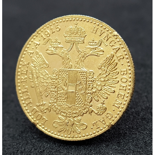 59 - A 1915 Austrian Restrike 1 Ducat Gold Coin. 3.49g of .986 Fine Gold (23.75K).