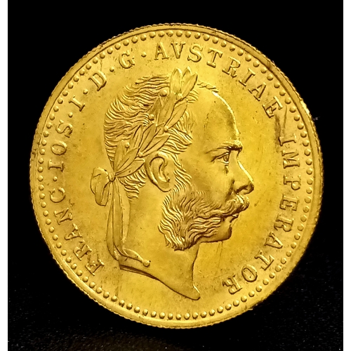 891 - A 1915 Austrian Restrike 1 Ducat Gold Coin. 3.49g of .986 Fine Gold (23.75K).