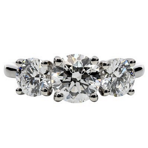 347 - A Platinum Three-Stone Lab-Grown Diamond Ring, claw set with three round brilliant-cut diamonds. Com... 