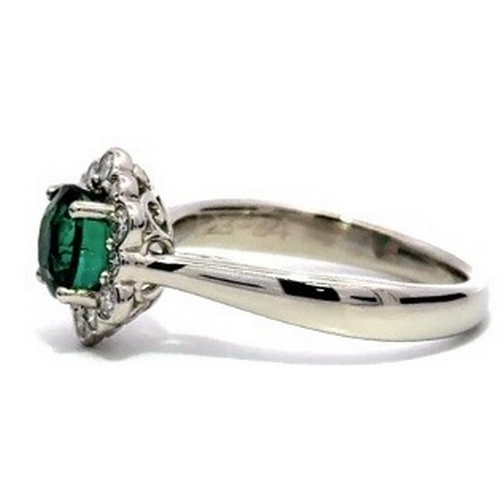 345 - A Platinum natural Green Tourmaline and Diamond Ring. Green tourmaline - 1.23ct. Diamond - 0.34ct. S... 