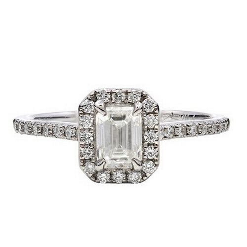 79 - A Platinum and Diamond Ring. Centre diamond - 0.51ct - VS2. Diamond accents - 0.24ctw. Size M. 3g to... 