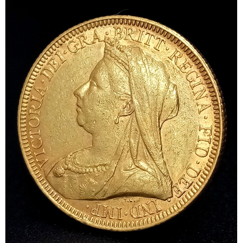 93 - An 1894 Queen Victoria Full Sovereign Gold Coin. 22k gold.