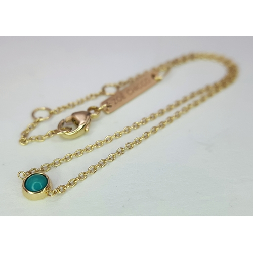 666 - A 14K Yellow Gold Bracelet with Turquoise Accent. 18cm. 0.9g. MT11.