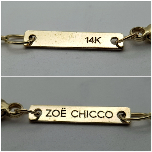 666 - A 14K Yellow Gold Bracelet with Turquoise Accent. 18cm. 0.9g. MT11.