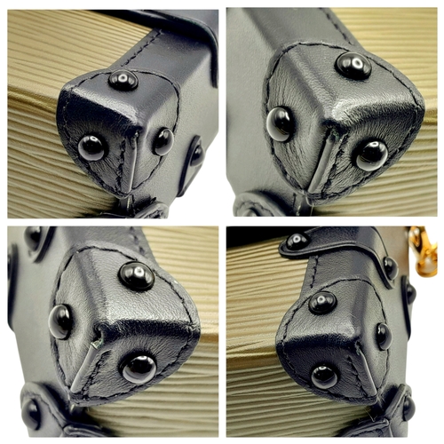 64 - A Louis Vuitton Petite Malle Style Mini Chain Bag. Crafted in green textured leather panels with bla... 