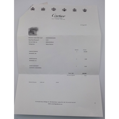 68 - A Cartier Santos Galbee Quartz Ladies Watch. Stainless steel bracelet and case - 24 x 35mm. Ice blue... 