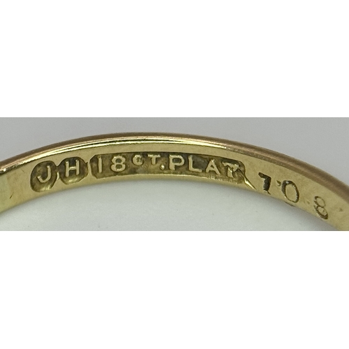 70 - Antique 18 CARAT GOLD and DIAMOND  RING. Having 3 DIAMONDS set in PLATINUM mounted to top. 1.72 Gram... 