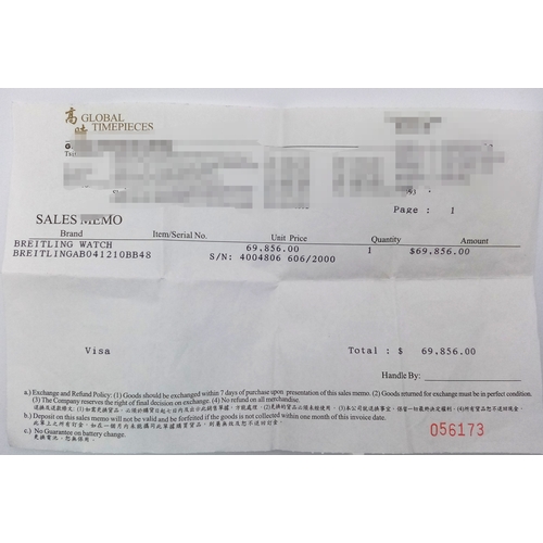 75 - A Breitling Chronomat Limited Edition Automatic Gents Watch. Model AB0412. Stainless steel bracelet ... 