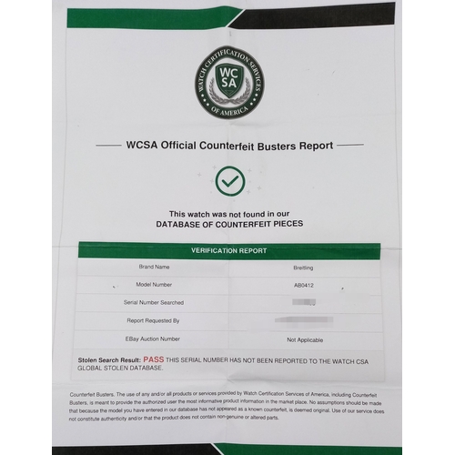 75 - A Breitling Chronomat Limited Edition Automatic Gents Watch. Model AB0412. Stainless steel bracelet ... 