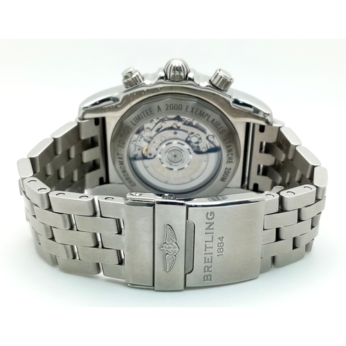75 - A Breitling Chronomat Limited Edition Automatic Gents Watch. Model AB0412. Stainless steel bracelet ... 