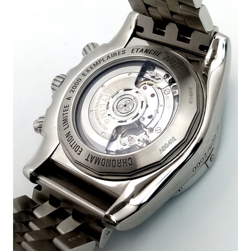 75 - A Breitling Chronomat Limited Edition Automatic Gents Watch. Model AB0412. Stainless steel bracelet ... 
