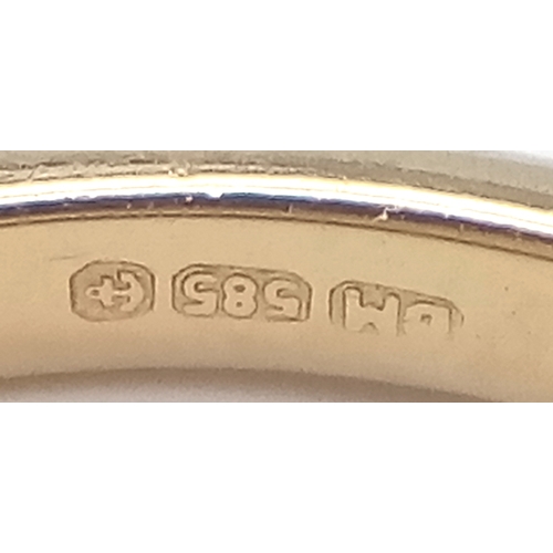 84 - Fully hallmarked 14 CARAT GOLD  TANZANITE RING .2.40 Grams.Size O 1/2 - P.