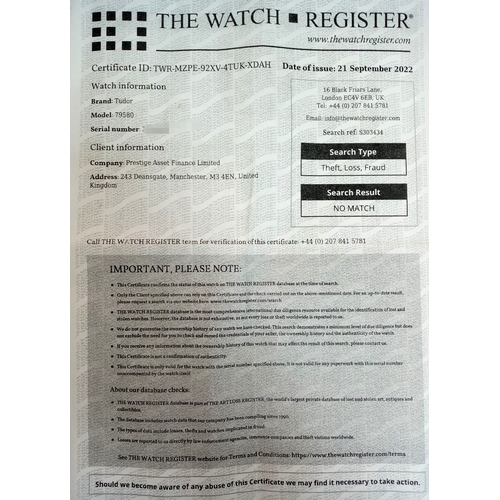 89 - A Tudor Black Bay Automatic Ladies Watch. Model 79580. Stainless steel bracelet and case - 32mm. Sil... 