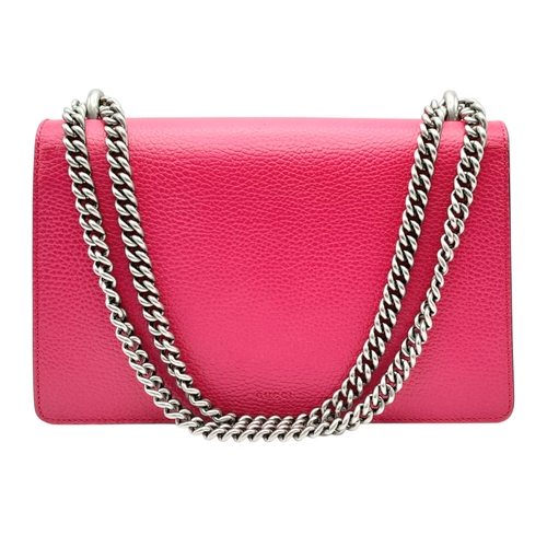 92 - A Gucci Dionysus Embellished Leather Shoulder Bag. Crafted in vibrant pink textured leather, featuri... 