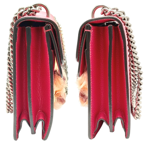 92 - A Gucci Dionysus Embellished Leather Shoulder Bag. Crafted in vibrant pink textured leather, featuri... 