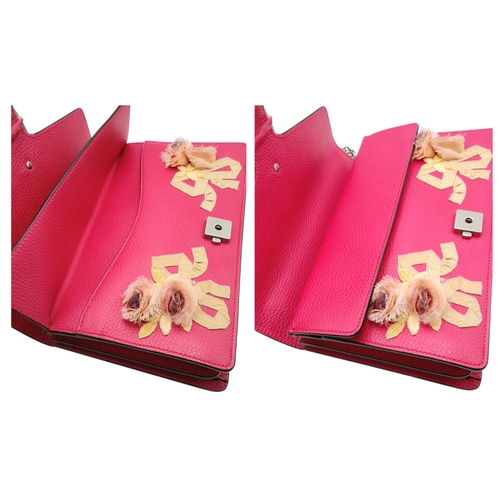 92 - A Gucci Dionysus Embellished Leather Shoulder Bag. Crafted in vibrant pink textured leather, featuri... 