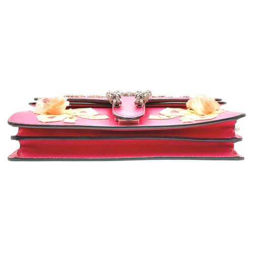 92 - A Gucci Dionysus Embellished Leather Shoulder Bag. Crafted in vibrant pink textured leather, featuri... 