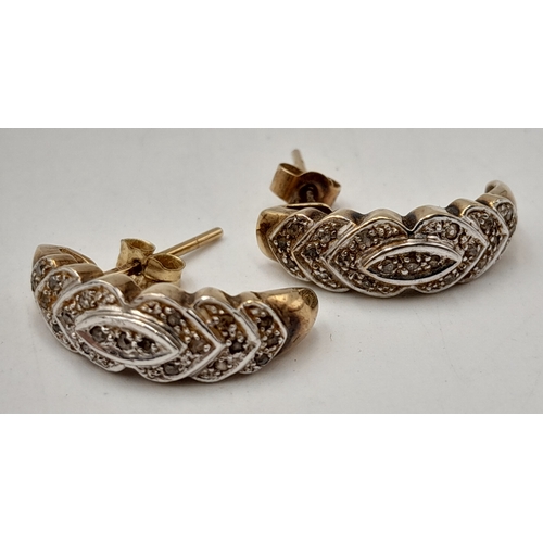 98 - Fully hallmarked 9 CARAT GOLD DIAMOND CLUSTER EARRINGS. Complete with Gold Backs. Suitable for Pierc... 