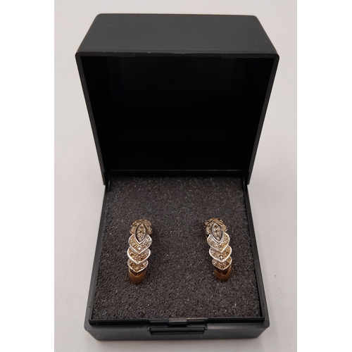 98 - Fully hallmarked 9 CARAT GOLD DIAMOND CLUSTER EARRINGS. Complete with Gold Backs. Suitable for Pierc... 