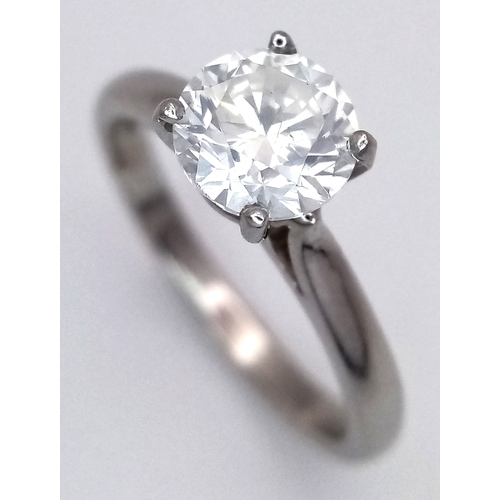 116 - A PLATINUM, DIAMOND SOLITAIRE RING. ROUND BRILLIANT CUT, APPROX 1.00 CTW. 4.7G, SIZE L. SPSA 1006
