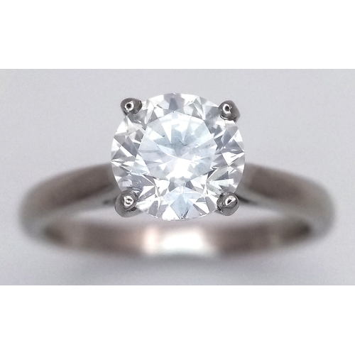 116 - A PLATINUM, DIAMOND SOLITAIRE RING. ROUND BRILLIANT CUT, APPROX 1.00 CTW. 4.7G, SIZE L. SPSA 1006