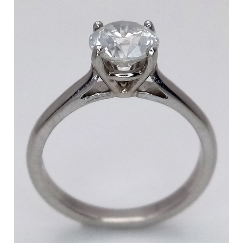 116 - A PLATINUM, DIAMOND SOLITAIRE RING. ROUND BRILLIANT CUT, APPROX 1.00 CTW. 4.7G, SIZE L. SPSA 1006