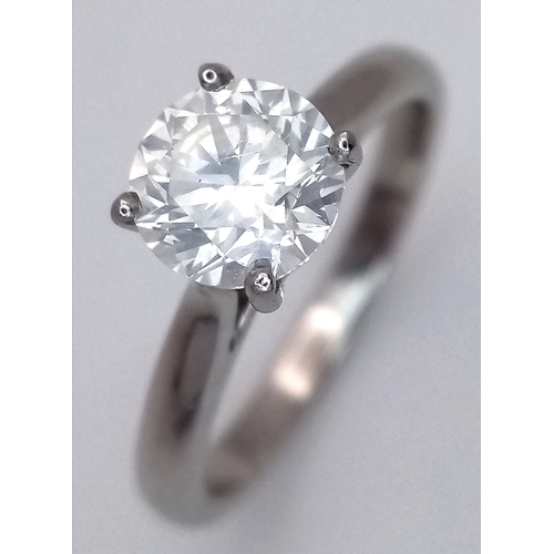 116 - A PLATINUM, DIAMOND SOLITAIRE RING. ROUND BRILLIANT CUT, APPROX 1.00 CTW. 4.7G, SIZE L. SPSA 1006