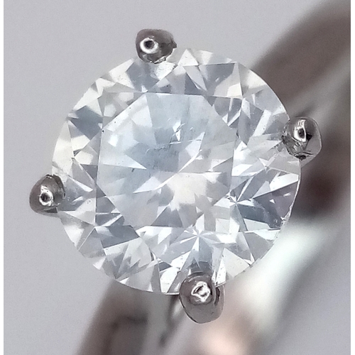 116 - A PLATINUM, DIAMOND SOLITAIRE RING. ROUND BRILLIANT CUT, APPROX 1.00 CTW. 4.7G, SIZE L. SPSA 1006