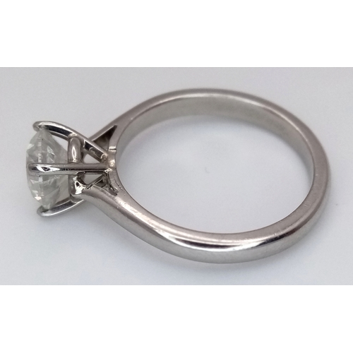 116 - A PLATINUM, DIAMOND SOLITAIRE RING. ROUND BRILLIANT CUT, APPROX 1.00 CTW. 4.7G, SIZE L. SPSA 1006