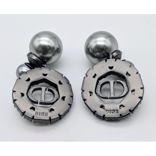 118 - A Christian Dior Limited Edition Grey-Toned Logo and White Stone Necklace and Tribales Earrings Set.... 