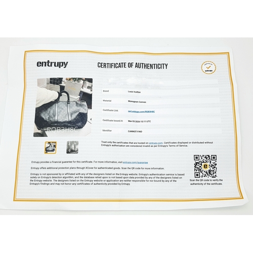 120 - A Louis Vuitton Monogram Eclipse Keepall Bandoulière 55 Travel Bag. Crafted in grey-on-black monogra... 