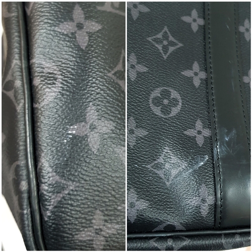 120 - A Louis Vuitton Monogram Eclipse Keepall Bandoulière 55 Travel Bag. Crafted in grey-on-black monogra... 