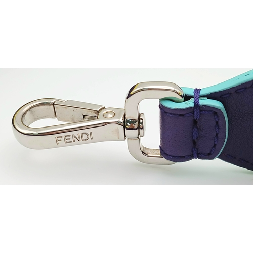 183 - A Fendi Yellow and Purple Shoulder Bag Strap. Fur and leather with silver-toned hardware. Approximat... 