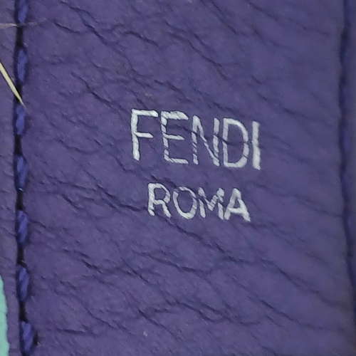 183 - A Fendi Yellow and Purple Shoulder Bag Strap. Fur and leather with silver-toned hardware. Approximat... 