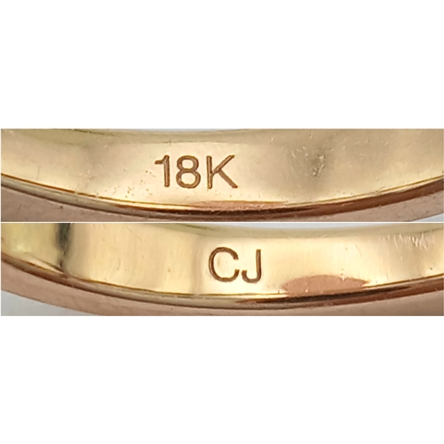 187 - AN 18K ROSE GOLD, DIAMOND SET, HALF ETERNITY RING. 0.41 CTW. 2.6G, SIZE N. SPSA 1019