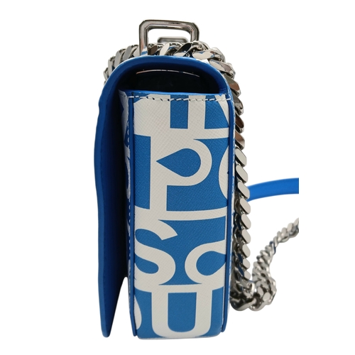 190 - A Burberry Blue Lola Raindrop Pouring Shoulder Bag. Leather exterior with silver-toned hardware, cha... 